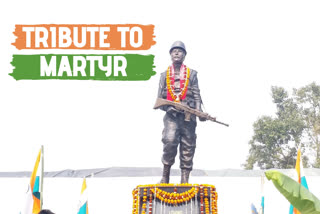 Maneswar Basumatary statute  Pulwama Terror Attack  First Anniversary  Martyr  Statue  Assam  CRPF  പുൽവാമ രക്തസാക്ഷി  മനേശ്വർ ബസുമാറ്ററി  പുൽവാമ രക്തസാക്ഷി മനേശ്വർ ബസുമാറ്ററി  പുൽവാമ ആദരം  പുൽവാമ സംഭവം