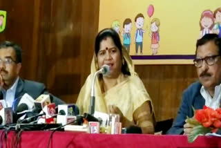 Minister of Women and Child Development, Imrati Devi giving information on malnutrition