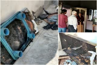 Fire in fridge, fire caused by short circuit in the fridge, many items burnt in fire,  Fire in refrigerator, फ्रिज में लगी आग, फ्रिज में शॉर्ट सर्किट से लगी आग, आग में कई सामान जले