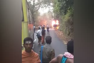 Mysore Ayyappa Swamy devotees bus burnt in Kerala