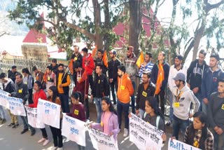 protest by abvp worker in shimla