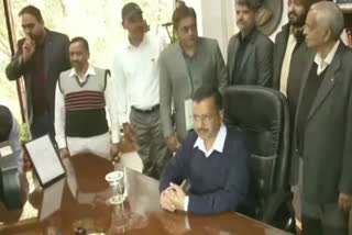 Arvind Kejriwal takes charge as the Chief Minister of Delhi at Delhi Secretariat