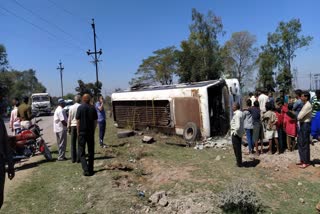 Passenger bus overturned in Korba