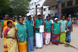 காணை தூய்மை காவலர்கள் மனு  Cleanup workers petition to raise pay in viluppuram  விழுப்புரம் மாவட்டச் செய்திகள்  மாவட்ட ஆட்சியர் அண்ணாதுரை