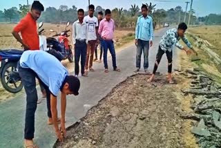 Tingkhong Corruption at road construction Dibrugarh Assam Etv Bharat news