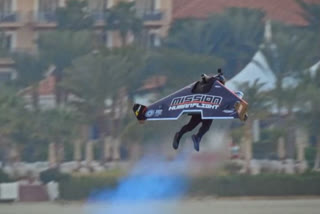 Jetman pilot Vince Reffet launched himself 1,800m into Dubai's skyline on Friday