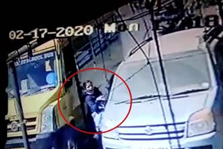 School bus hittting girl incident captured in CCTV in jabalpur