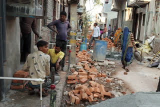 Street construction in Mukundpur Colony Delhi