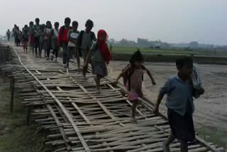 Poor condition of dalgaon bamboo bridge darrang
