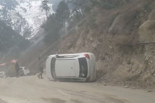 Car overturned in Kinnaur, driver suffered minor injuries