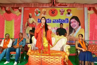 Sadhvi Samahita Mataji participating in Shivaji Jayanti celebrations under HinduWahini at ichhoda  Adilabad district