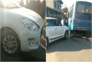 HRTC BUS settled collision with car