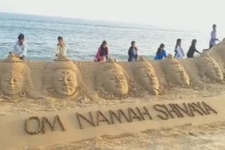 11 sand sculptures of LordShiva With message  omm Namah Shivay