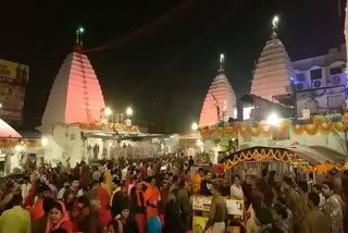 Crowd of devotees in Baba temple on Shivratri in deoghar