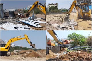 ghmc demolish illegal ventures in sunnam cheruvu in hyderabad