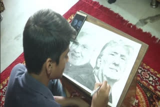 Gujarat boy creates sketch of PM Modi, US Prez Trump