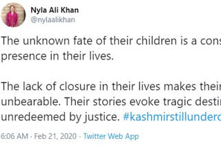 we cannot forget jailed youth of kashmir: nyla ali khan