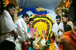 Minister and MLA special worship in Bala Brahmeswara Temple at alampur