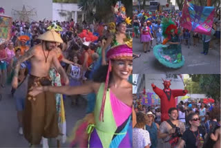 Dozens of patients of the mental health institute Nise de Silveira, together with their families and care workers, took part in a carnival street party in Rio de Janeiro