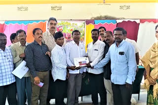 old students meet and give gifts to students at their school at enkur mandal in khammam