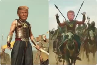 Trump retweets morphed Baahubali,ಬಾಹುಬಲಿ ಅವತಾರದಲ್ಲಿ ಭಾರತಕ್ಕೆ ಬರ್ತಿದ್ದಾರೆ ಟ್ರಂಪ್