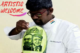 Tamil Nadu artist carves images of Modi and Trump on watermelon