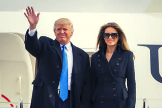 US President Donald Trump along with First Lady Melania Trump leaves from White House