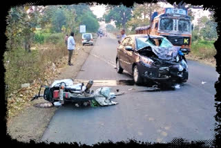 COUPLE DIED IN CAR AND BIKE ACCIDENT AT INDRAVELLI