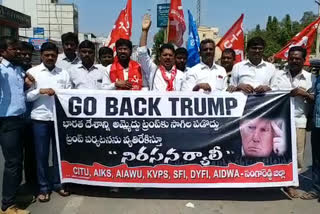 cpm activists protest for trump arrival in india