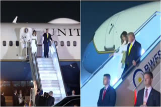 US President Donald Trump lands in Delhi