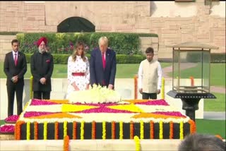 US President Donald Trump & First Lady Melania Trump pay tribute to Mahatma Gandhi at Raj Ghat.