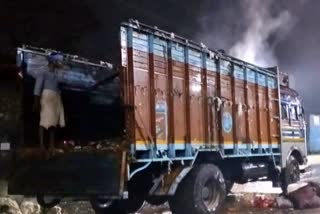 A truck caught fire in Ranchi