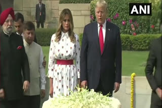 US President pays tribute to Mahatma Gandhi at RajghatMaha Minister Aslam Shaikh condemns Delhi Violence; says law & order had ceased to exist in country  രാജ്‌ഘട്ടിൽ ട്രംപ്  ഡൊണാൾഡ് ട്രംപ്  ട്രംപ് ഇന്ത്യയിൽ