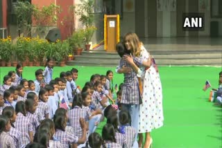 Melania Trump interacts with school students, attends 'happiness class'