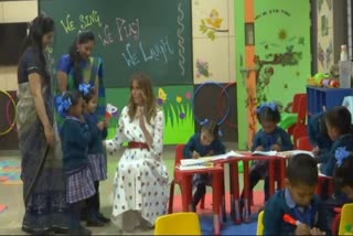 School kids pose questions about America to US First Lady