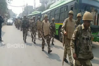 joint march of police and cisf in maujpur delhi over voilence