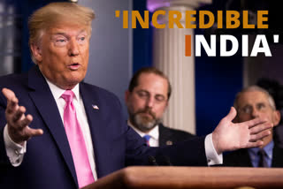 Trump says India is incredible  Trump praises India  Bilateral ties between India and US  US India bond  Trump visit to India  US business deal with India  അമേരിക്കന്‍ പ്രസിഡന്‍റ് ഡൊണാള്‍ഡ് ട്രംപ്  നരേന്ദ്ര മോദി  വാഷിങ്ടണ്‍  വൈറ്റ് ഹൗസ്  ഇന്ത്യ അമേരിക്ക വ്യാപാര ബന്ധം  ഇന്ത  അമേരിക്ക