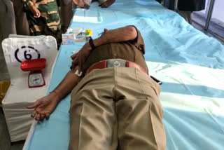 CISF security personnel donated blood at the Mega Blood Donation Camp at AIIMS