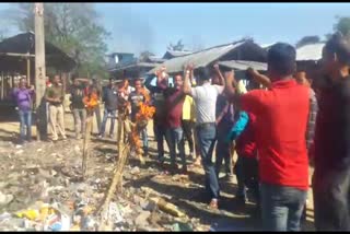 AJYCP protest agains weekly market garbage at dhemaji