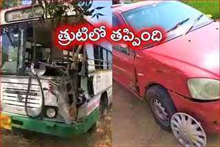 RTC BUS COLLIDE WITH CAR AND LORRY AT VALIGONDA MUSI BRIDGE