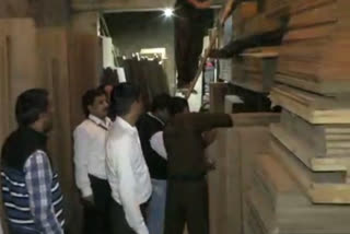 Commercial Taxes Department has taken a raid action on the wooden godown in gwalior