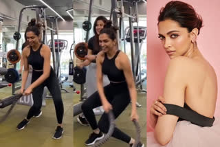 deepika padukone  deepika padukone jim workout video  'ലുങ്കി ഡാന്‍സി'ന്‍റെ താളത്തിനൊപ്പം ദീപികയുടെ ജിം വര്‍ക്കൗട്ട്  ദീപിക പദുകോണ്‍  ലുങ്കി ഡാന്‍സ്  deepika padukone