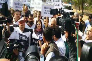 Congress protest during budget session in chandigarh