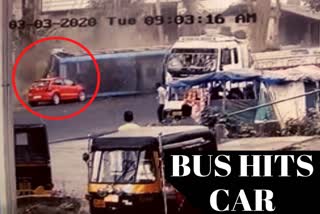 bus hits car in Kerala