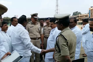 hyderabad cp anjani kumar and bjp leaders visit lb stadium in hyderabad