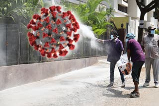 ghmc spraying antivirus pichkari at virus infected person's home