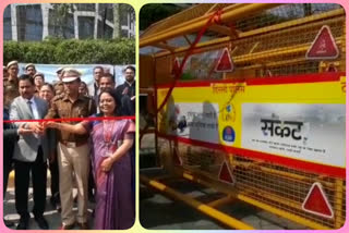 The message of road safety and cleanliness will be seen on the barricading of Delhi Police