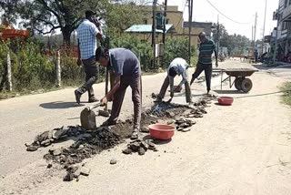 People collected donations and started road repair work in koriya