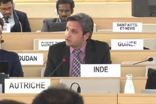 Vimarsh Aryan, first secretary, India's permanent mission to UNOG speaking at the 43rd session of the UNHRC, on Wednesday.