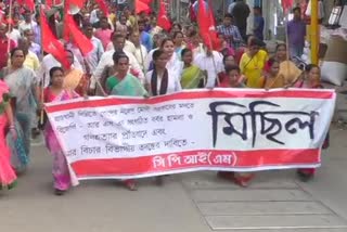 protest against delhi violence in tripura